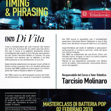 Masterclass Batteria Pop Enzo Di Vita “Timing & Phrasing”